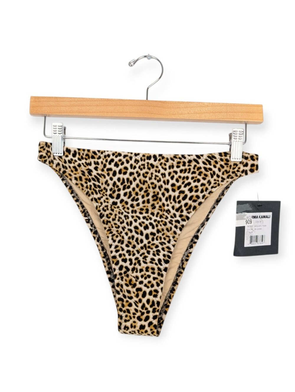 Norma Kamali Bikini Bottom L Leopard Print Luca Swim Bottom NWT